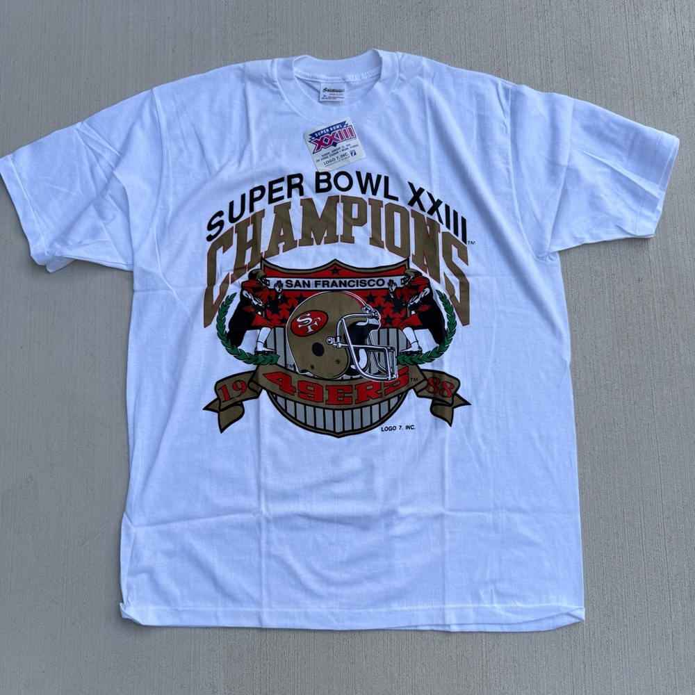 49ers Super Bowl XXIII Champions 1989 Graphic Tshirt Size XL DEADSTOCK LOGO7 VTG